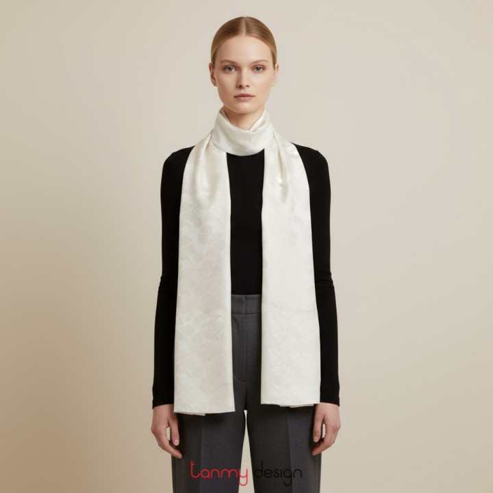 Khăn lụa dài 2 lớp trắng